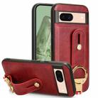 For Google Pixel 8a Wristband Leather Back Phone Case(Red) - 1