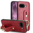 For Google Pixel 9a Wristband Leather Back Phone Case(Red) - 1