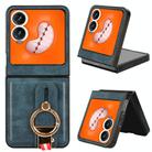 For Tecno Phantom V Flip2 Wristband Leather Back Phone Case(Blue) - 1