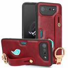 For Asus ROG Phone 7 / ROG7 Wristband Leather Back Phone Case(Red) - 1