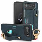 For Asus ROG Phone 7 / ROG7 Wristband Leather Back Phone Case(Blue) - 1