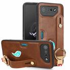 For Asus ROG Phone 7 / ROG7 Wristband Leather Back Phone Case(Brown) - 1