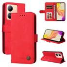 For vivo Y36 4G / 5G Foreign Skin Feel Life Tree Metal Button Leather Phone Case(Red) - 1