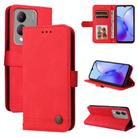 For vivo Y17s Skin Feel Life Tree Metal Button Leather Phone Case(Red) - 1