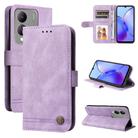 For vivo Y17s Skin Feel Life Tree Metal Button Leather Phone Case(Purple) - 1