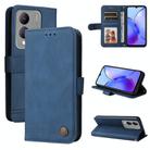 For vivo Y17s Skin Feel Life Tree Metal Button Leather Phone Case(Blue) - 1