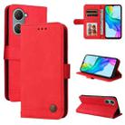 For vivo Y03 4G Skin Feel Life Tree Metal Button Leather Phone Case(Red) - 1