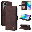 For vivo Y03 4G Skin Feel Life Tree Metal Button Leather Phone Case(Brown) - 1