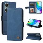 For vivo Y03 4G Skin Feel Life Tree Metal Button Leather Phone Case(Blue) - 1