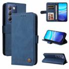 For vivo Y100 5G IDN / Y200e 5G Global Skin Feel Life Tree Metal Button Leather Phone Case(Blue) - 1