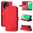 For vivo Y28 4G Global Skin Feel Life Tree Metal Button Leather Phone Case(Red) - 1