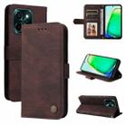 For vivo Y28 4G Global Skin Feel Life Tree Metal Button Leather Phone Case(Brown) - 1