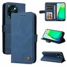 For vivo Y28 4G Global Skin Feel Life Tree Metal Button Leather Phone Case(Blue) - 1