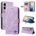 For vivo V40 Lite 4G / 5G IDN Skin Feel Life Tree Metal Button Leather Phone Case(Purple) - 1