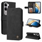 For vivo V40 Lite 4G / 5G IDN Skin Feel Life Tree Metal Button Leather Phone Case(Black) - 1