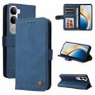 For vivo V40 Lite 4G / 5G IDN Skin Feel Life Tree Metal Button Leather Phone Case(Blue) - 1