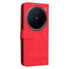 For vivo X200 Skin Feel Life Tree Metal Button Leather Phone Case(Red) - 3
