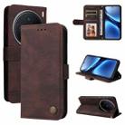 For vivo X200 Skin Feel Life Tree Metal Button Leather Phone Case(Brown) - 1