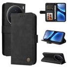 For vivo X200 Skin Feel Life Tree Metal Button Leather Phone Case(Black) - 1