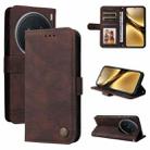 For vivo X200 Pro Skin Feel Life Tree Metal Button Leather Phone Case(Brown) - 1