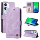 For vivo Y19s Skin Feel Life Tree Metal Button Leather Phone Case(Purple) - 1