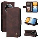 For vivo Y300 Pro Skin Feel Life Tree Metal Button Leather Phone Case(Brown) - 1