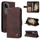For vivo S20 Skin Feel Life Tree Metal Button Leather Phone Case(Brown) - 1