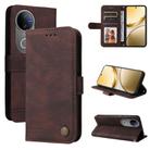 For vivo V50 Skin Feel Life Tree Metal Button Leather Phone Case(Brown) - 1