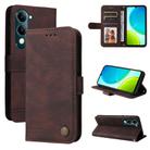 For vivo Y29s 5G / Y04 4G Skin Feel Life Tree Metal Button Leather Phone Case(Brown) - 1
