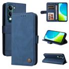 For vivo Y29s 5G / Y04 4G Skin Feel Life Tree Metal Button Leather Phone Case(Blue) - 1