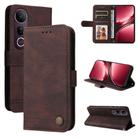 For vivo V50 Lite 4G / 5G Skin Feel Life Tree Metal Button Leather Phone Case(Brown) - 1