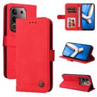 For vivo Y29 4G Skin Feel Life Tree Metal Button Leather Phone Case(Red) - 1