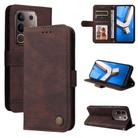 For vivo Y29 4G Skin Feel Life Tree Metal Button Leather Phone Case(Brown) - 1
