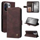 For vivo V60 5G Global Skin Feel Life Tree Metal Button Leather Phone Case(Brown) - 1