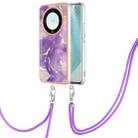 For Honor X9a/Magic5 Lite Electroplating Marble Dual-side IMD Phone Case with Lanyard(Purple 002) - 1