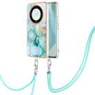 For Honor X9a/Magic5 Lite Electroplating Marble Dual-side IMD Phone Case with Lanyard(Green 003) - 1