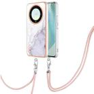 For Honor X9a/Magic5 Lite Electroplating Marble Dual-side IMD Phone Case with Lanyard(White 006) - 1