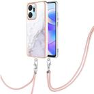 For Honor X7a Electroplating Marble Dual-side IMD Phone Case with Lanyard(White 006) - 1