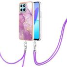 For Honor X8 5G / X6 4G Electroplating Marble Dual-side IMD Phone Case with Lanyard(Purple 001) - 1