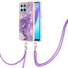 For Honor X8 5G / X6 4G Electroplating Marble Dual-side IMD Phone Case with Lanyard(Purple 002) - 1