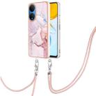 For Honor X7 Electroplating Marble Dual-side IMD Phone Case with Lanyard(Rose Gold 005) - 1