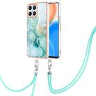 For Honor X8 4G Electroplating Marble Dual-side IMD Phone Case with Lanyard(Green 003) - 1