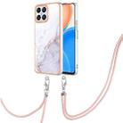 For Honor X8 4G Electroplating Marble Dual-side IMD Phone Case with Lanyard(White 006) - 1