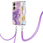 For Honor 90 5G Electroplating Marble Dual-side IMD Phone Case with Lanyard(Purple 002) - 1