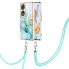 For Honor 90 5G Electroplating Marble Dual-side IMD Phone Case with Lanyard(Green 003) - 1