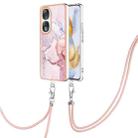 For Honor 90 5G Electroplating Marble Dual-side IMD Phone Case with Lanyard(Rose Gold 005) - 1