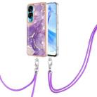 For Honor 90 Lite 5G Electroplating Marble Dual-side IMD Phone Case with Lanyard(Purple 002) - 1