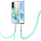 For Honor 90 Lite 5G Electroplating Marble Dual-side IMD Phone Case with Lanyard(Green 003) - 1