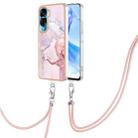 For Honor 90 Lite 5G Electroplating Marble Dual-side IMD Phone Case with Lanyard(Rose Gold 005) - 1