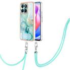 For Honor X6a Electroplating Marble Dual-side IMD Phone Case with Lanyard(Green 003) - 1